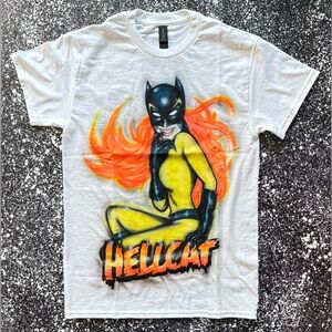 Cat Woman ‘Hellcat’ Custom Airbrushed T-Shirt Size Small NEW